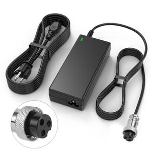 36V 1.8A Female 3-Pin XLR Lead Acid Battery Charger with 3-Prong Inline Power Supply Cord for 36V Boreem Jia, Minimoto, Rad2Go, Electric Scooter, ATV, Go Kart, with 3-Prong Inline Female Connector