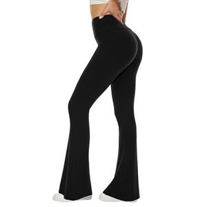 Sundwudu Black Flare Yoga Pants for Women - Soft High Waist Bootcut Leggings Tall & Long Bootleg Pants for Women M