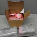 60 Pack Mini Cake Pans with Lids and Spoons, 5oz Square Aluminum Foil Loaf Pans Pink Small Cake Tins Disposable Baking Pans Dessert Cupcake Cups with Ribbon Decals for Wedding Birthday Party Picnics