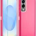 CONWOE for Samsung S25 Edge Case with HD Tempered Glass Screen Protector, for Galaxy S25 Edge Heavy Duty Phone Case (Pink)