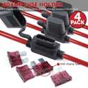 100FT 10 Gauge Wire (50ft Each- Black/Red) 4 40A Fuse Holder/20 Lugs/ 3:1 Heat Shrink Tube-Copper Clad Aluminum CAA-Primary Automotive Wire,Car Amplifier Power & Ground Cable
