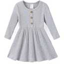 PATPAT Soft Toddler Cotton Dress for Birthday or Daily Wear, Grey, 9-12 Months