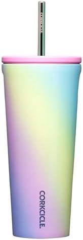 Corkcicle Cold Cup Insulated Tumbler with Lid and Straw, Rainbow Unicorn, 24 oz – Reusable Water Bottle Keeps Beverages Cold for 12hrs, Hot 5hrs – Cupholder Friendly Tumbler, Lid for Flexible Sipping