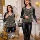 DRESSTELLS Womens Sequin Velvet Holiday Tops Glitter Sparkly Party Blouse Long Sleeve Christmas V-Neck Winter Shirts (Small, Black)