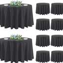 DAKKIONY 10 Pack Round Tablecloth Black 120 Inch, Stain Resistant and Wrinkle Polyester Fabric, Washable Table Cover for Kitchen Dining, Wedding, Buffet Table, Holiday Party