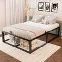 Bilily 18 Inch Full Bed Frame with Steel Slat Support,Heavy Duty Metal Platform Bed Frame Full Size Mattress Foundation,No Box Spring Needed,Easy Assembly,Noise Free,Black