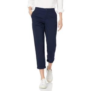 Amazon Essentials Women's Mid-Rise Slim-Fit Stretchy Cropped Tapered Leg Khaki Pants  (8, Navy)