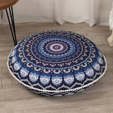 LOVMOC 32 inches Meditation Floor Cushion for Adults, Round Large Thick Floor Pillow, Memory Foam Filling, Blue