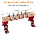 Copper Grounding Bar Kit - 7.8" Copper Bus Bar with 10 Terminal Positions and UL Material BusBar Insulator (7.88"*2" 600A)