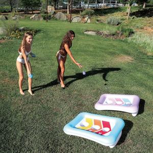 Inflatable Bean Bag Toss Swimming Pool Game Blue Synthetic Fiber