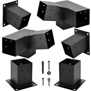 Pergola Kit, 15 3-Way Slanted Roof Pergola Bracket Set, Roof Wall Mount Pergola Extension Bracket 4" x 4" (Actual 3.5" X 3.5")