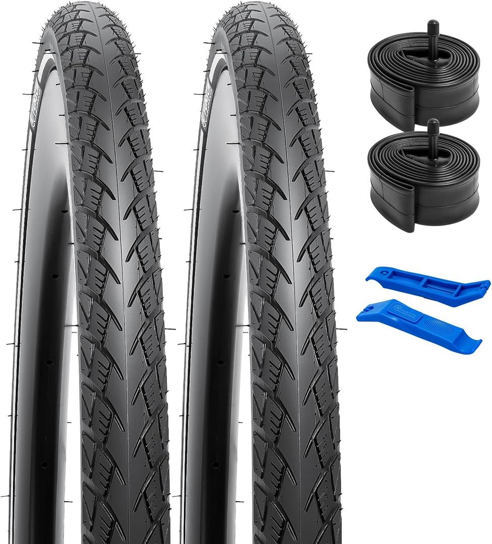 YUNSCM 26x1.75 Lightweight Bike Tires (ETRTO 47-559) 60TPI Nylon Anti-Puncture Protection and 26" Bike Tubes Compatible with 26" Bicycle Bike Tires 26 x 1.75 26x1.90 26x1.95-2 PCS (Y-577)