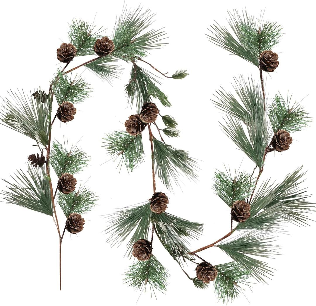 3 Pcs 6 ft Christmas Pine Garland with Pine Cones Green Christmas Decor Artificial Garland Modern Holiday Winter Mantle Greenery Tree Decor for Table Fireplace