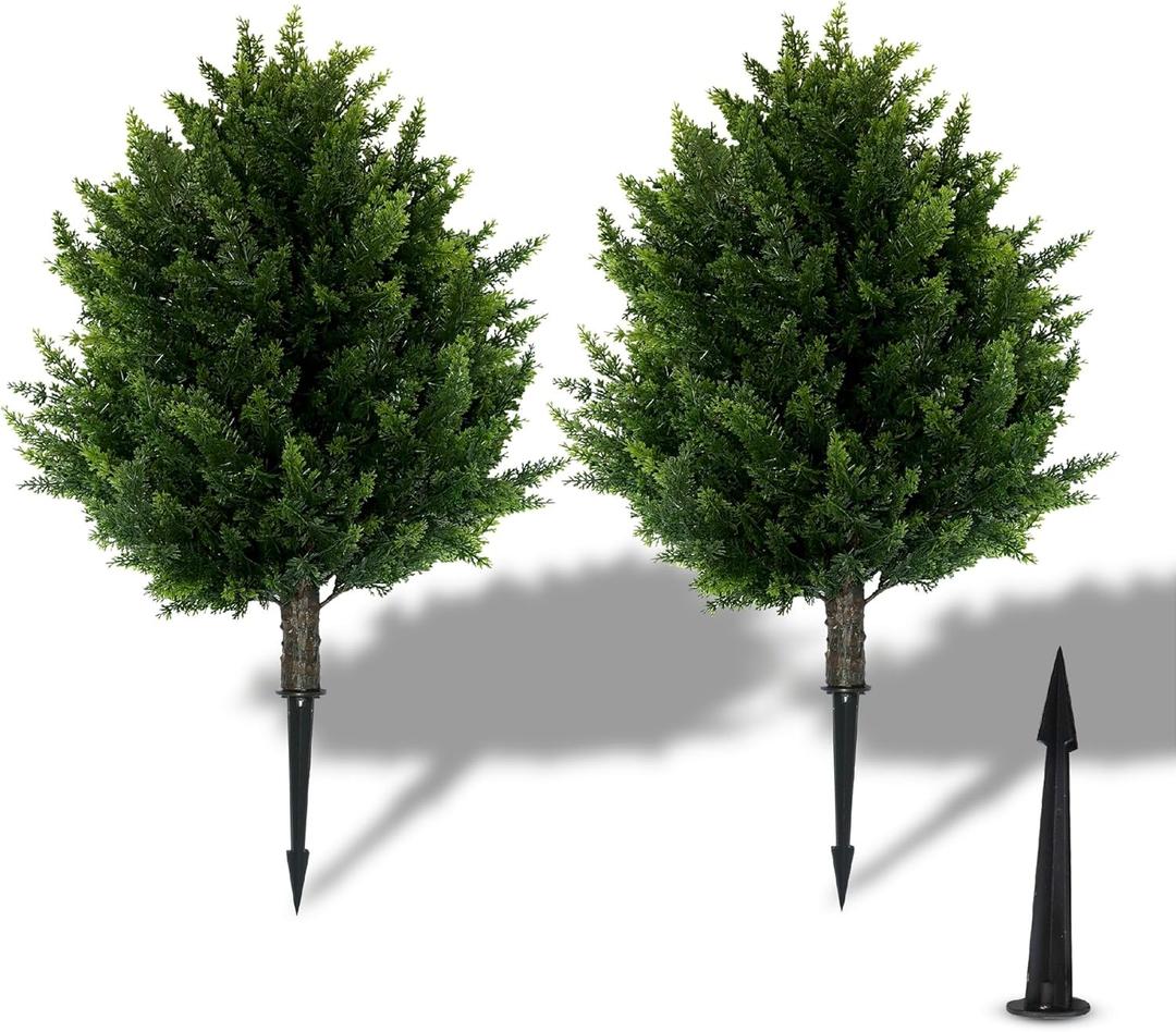 16.5inch Height Artificial Cypress Topiary Breathe Life & Lushness into Any Space Lifelike UV-Resistant Great for Indoors & Outdoor - Easy to Install, Set of 2