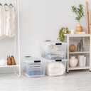 IRIS USA 72 Qt Stackable Plastic Storage Bins with Lids, 6 Pack - BPA-Free, Made in USA - See-Through Organizing Solution, Latches, Durable Nestable Containers, Secure Pull Handle - Clear