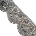 2.3 Inch Pearl Mirror Zircon Embellished Lace Trim – Luxury Scalloped Border for Sarees, Dresses, Home Décor & DIY Projects – Sold by The Yard (1, 3, 6 Yard Options) (1)