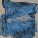 Women Sexy Sheer Halterneck Mini Dress Hollow Out Colourful Mesh Floral Dress for Beach Party Night (Small, Blue)