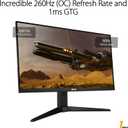 ASUS TUF Gaming 27” 1440P Gaming Monitor (VG27AQML1A) - QHD (2560 x 1440), 260Hz, 1ms, Fast IPS, Extreme Low Motion Blur Sync, G-SYNC Compatible, Freesync Premium, Variable Overdrive, DisplayHDR™ 40
