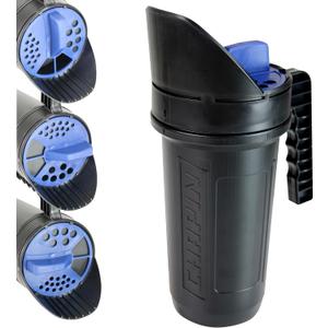 Chapin 8740A: 64-Ounce Black Poly Hand Shaker Spreader for Turf, Fertilizer, Grass Seed, Salt and Sand, Year-Round Use, Large Grip Handle with 3 Openings for Pellets and Particles