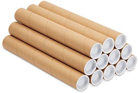 Stockroom Plus Mailing Tubes - 11 Pack, 1.5 x 12 In, Brown Kraft Cardboard - Document & Poster Storage Tubes with Caps
