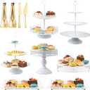 MTJYQTF Gold Cake Stand Set - 11pcs Metal Dessert Table Display Set for Party, Vintage Candy Table Display Sets for Wedding Birthday Baby Shower Housewarming Party Farewell Party - White