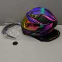 Womens Motorcycle Helmet with Bluetooth - DOT Modular Motorcycle Helmets with Dual Visor, Flip Up Full Face Purple Helmet with Speaker and Mic (X-Large)