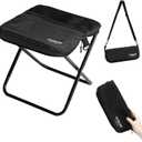 11.5" Tall Compact Collapsible Stool, Portable Folding Camp Stool with 2 Side Pockets, Lightweight Mini Folding Stool for Adults, Small Backpacking Stool for Fishing Hiking Trips (Black)