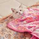 Luciphia 1 Pack 3 Blankets Super Soft Fluffy Premium Fleece Pet Blanket Flannel Throw for Dog Puppy Cat Paw Brown/Pink/White Medium(30x20 inch)