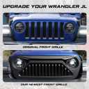KIWI MASTER Front Grill for Jeep Gladiator JT 2018-2026 Wrangler JL Accessories Matte Black Grille Bumper Mesh (Paint-able)