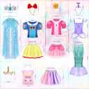 Princess Dress Up, Dress Up Clothes for Girls 3-6, Cosplay Princess Costume Gift Set with Princess Dresses and Princess Toys, Pretend Play Toddler Girl Toys, Halloween Christmas Birthday Gift