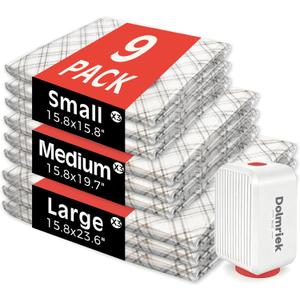 9pcs Vacuum Seal Bags for Clothing Travel, Cordless Pump, Carry-on Size Compression Packing Bags, 4000Pa Suction & 2000mAh Battery, Vacuum Storage Bags for Clothes, Luggage, Suitcase, Space Saver