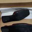 Square Toe Mule Sandals for Women Slip On Kitten Heels with Inverted Heel Cushioned Footbed Toe Ring Clog Slides Low Heel Faux Leather