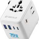 Universal Travel Adapter, International Travel Plug Adapter with 3 USB-C 2 USB-A Ports 70W, All in One Portable Socket, for USA, UK, EU, AU 224+ Countries (White)