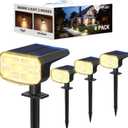 Solar Lights Outdoor Waterproof IP65, Super Bright LED, 3000K 2 Lighting Modes, Solar Powered Yard Garden Solar Spot Lights for Outside Landscape Auto On/Off -4 Pack