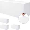 Nasitos Spandex Fitted Table Clothes, 4 Pack - 48 x 24 Inch - White Rectangle Tablecloths for 4 Foot Tables, Fabric Table Cover Protector for Folding Table, Parties, Craft Show, Trade Show