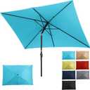 Wisteria Lane Outdoor Patio Umbrella, 10x6.5 Ft Rectangular Metal Pole Outdoor Patio Umbrella, Yard Umbrella with Crank and Push Button Tilt, 6 Steel Ribs, Polyester Canopy Blue
