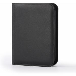 4 Pocket Trading Card Binder, Ringless Card Binder with Zipper for TCG and Sport Cards Collections, Holds 160 Cards with Side-Loading Pages, Black