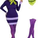 Laqeyko Women Long Sleeves Halloween Costume Daphne Dress with Scarf, Large