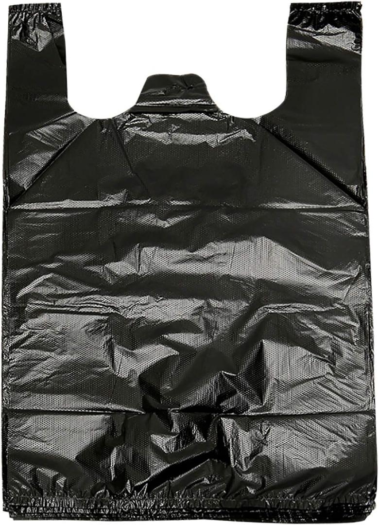 100 pcs Black Trash Bags with Handles - 14x22 Super Thick 1.8mil Plastic Rubbish Bags for Office, Picnic, Kitchen, Bulk Use