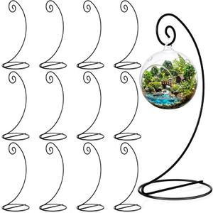 LEIFIDE 12 Pcs Christmas Ornament Display Stand 11 Inch Christmas Black Metal Stand for Hanging Glass Globe Terrariums, Witch Ball Festivals Wedding Ornament and Home Office Party Decor(Round)