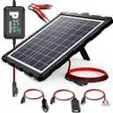POWOXI-Upgraded-20W-Solar-Battery-Charger-Maintainer, External Smart 3-Stages PWM Charge Controller, 12V Solar Panel Trickle Charging Kit for Car, Marine, Motorcycle, RV, etc (Black)