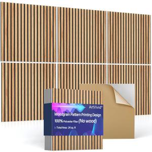 6Pack Large Acoustic Panels, Self-Adhesive Soundproof Wall Panels, Sound Proof Foam Panels for Walls, Decorative Acoustic Wall Art for Recording Studio, Home, Office, 24240.4", Rustic Oak Color