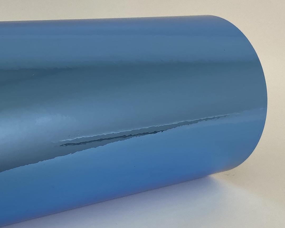 Colored Chrome Tape Plastic Vinyl, Self-Adhesive (3 inch x 25 ft, Light Blue)