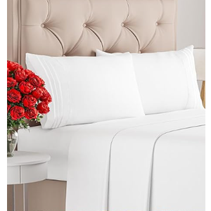 King Size 4 Piece Sheet Set - Comfy Breathable & Cooling Bed Sheets Set - Hotel Luxury Bedding for Women, Men, Kids, Teens, Boys & Girls - Deep Pockets, Ultra-Soft and Wrinkle Free - Oeko-Tex - White