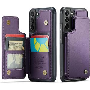 Vinich for Samsung Galaxy S22 Plus Wallet Case with Card Holder, RFID Blocking Credit Slots Kickstand Shockproof Phone Cover for Women Men, Purple