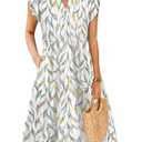 Summer Dresses for Women 2025 Elegant Classy Denim Dress Linen Business Casual Airy Skirt Plus Size T Shirt Midi Beach Clothes Boho Maxi Sundresses Fall Fashion Must Haves Colorful Leaf X-Large