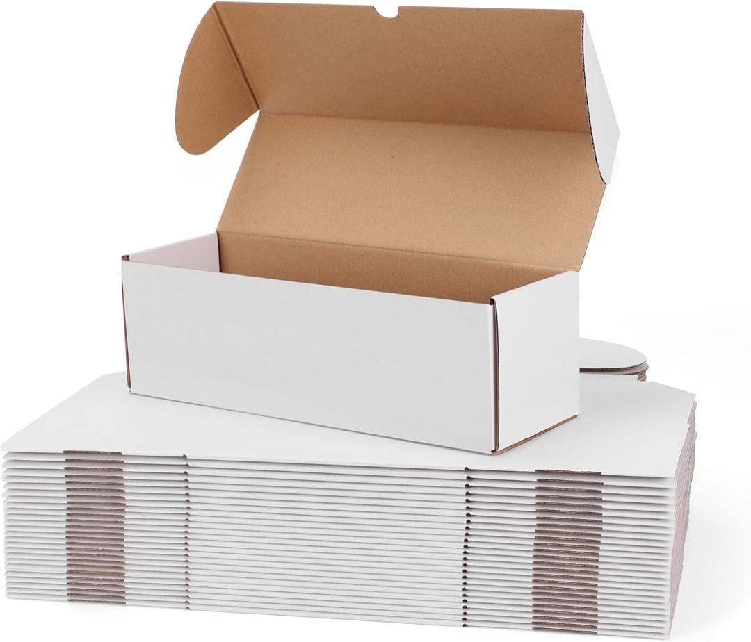 WIFTREY 12x4x4 Small Shipping Boxes set of 25, White Corrugated Cardboard Box 12''L x 4''W x 4'' H for Mailing Packing Shipping