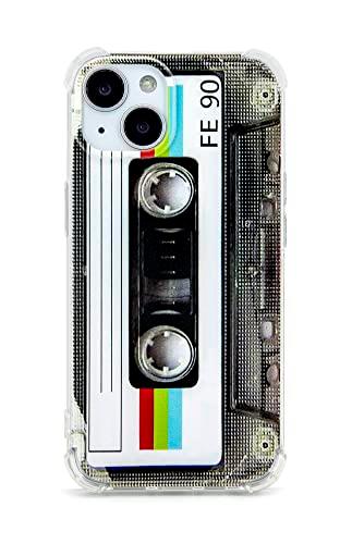 FAteamll Case for iPhone 14 Matte Finish Heavy Duty Soft Back Cover with Reinforced Corners TPU Soft Bumper Retro Cassette Tape Case Compatible with iPhone 14