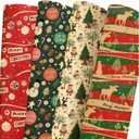 Amouy Christmas Wrapping Paper for Kids Adults - Reindeer, Stripes, Snowman,Woodlands, Snowman, Red Gift Winter Scene Designs - 28 x 40 Inches per, 4Jumbo Sheets, Recycled