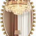 Antique Gold Oval Mirror Unique with Beveled Glass and Ball Frame24"x36"Beaded Large Decorative Ornate Mirrors for Bathroom,Bedroom, Living Room,Hallway